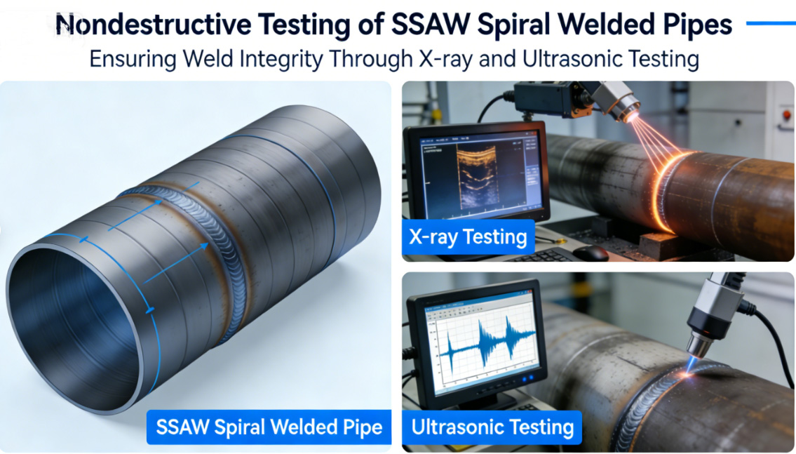 Non-destructive testing for SSAW pipes: Ensuring weld integrity with X-ray and ultrasonic inspection.